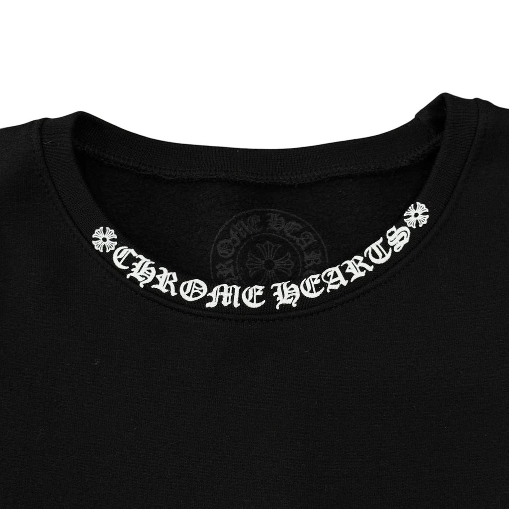 CHROME HEARTS NECK LOGO CREWNECK BLACK WHITE
