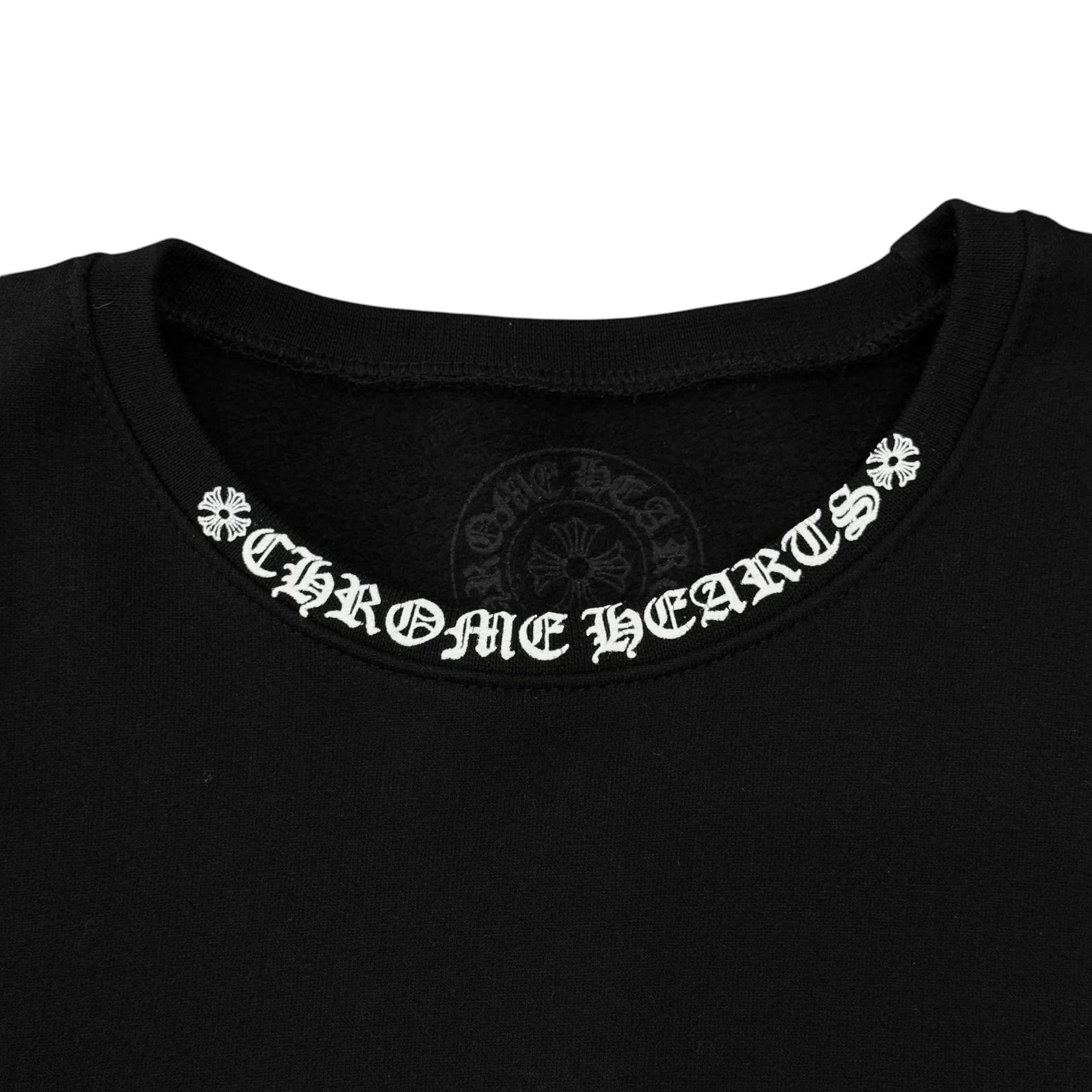 CHROME HEARTS NECK LOGO CREWNECK BLACK WHITE