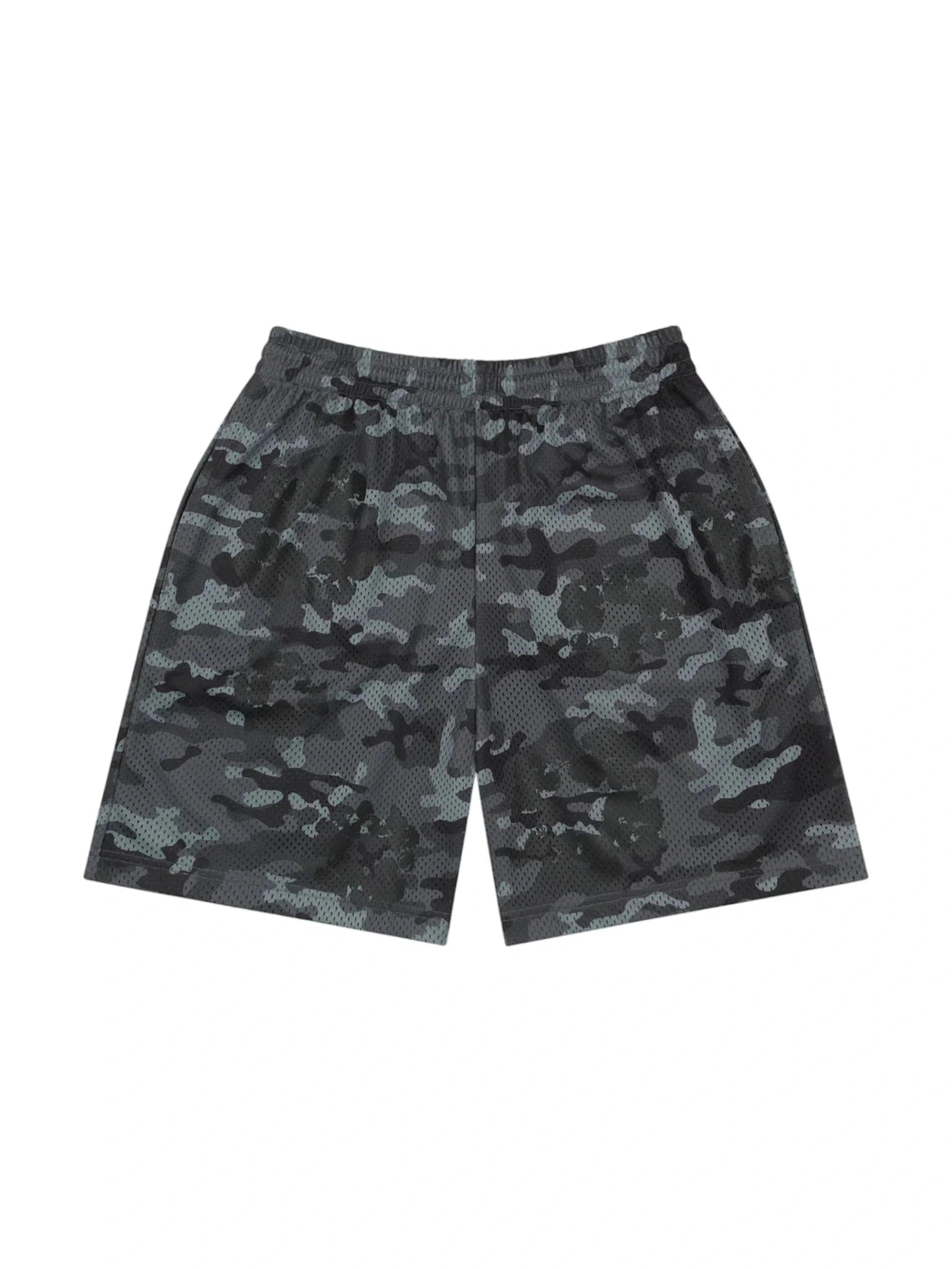 DENIM TEARS CAMO COTTON WREATH MESH SHORTS BLACK