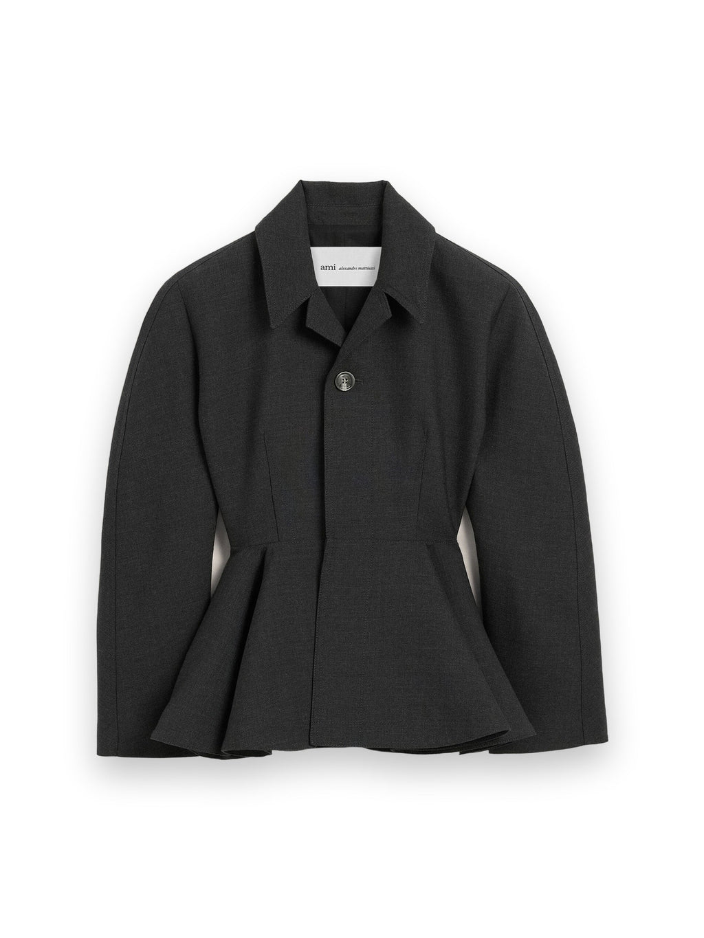AMI PARIS GREY PEPLUM WOOL JACKET
