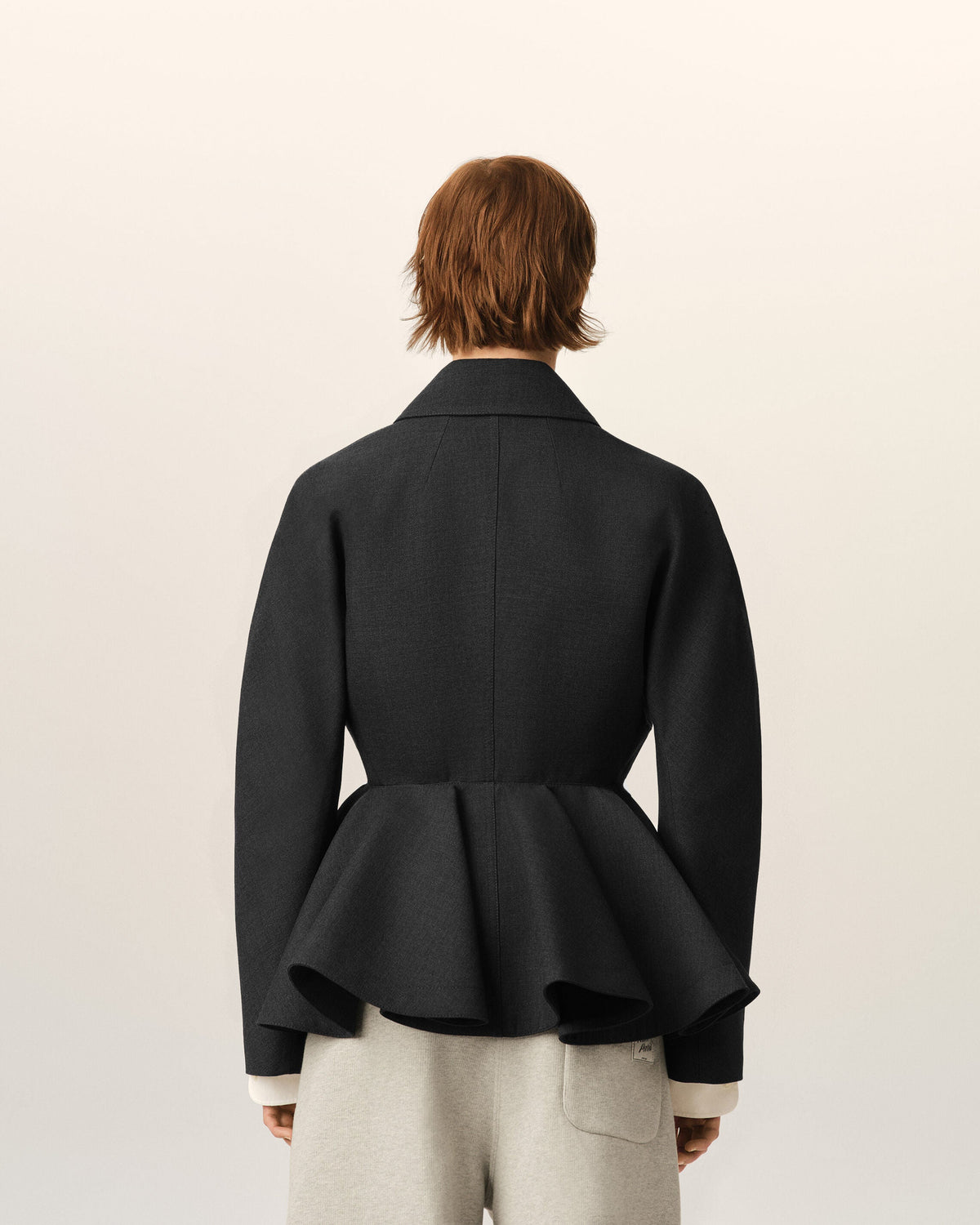 AMI PARIS GREY PEPLUM WOOL JACKET — vista 5