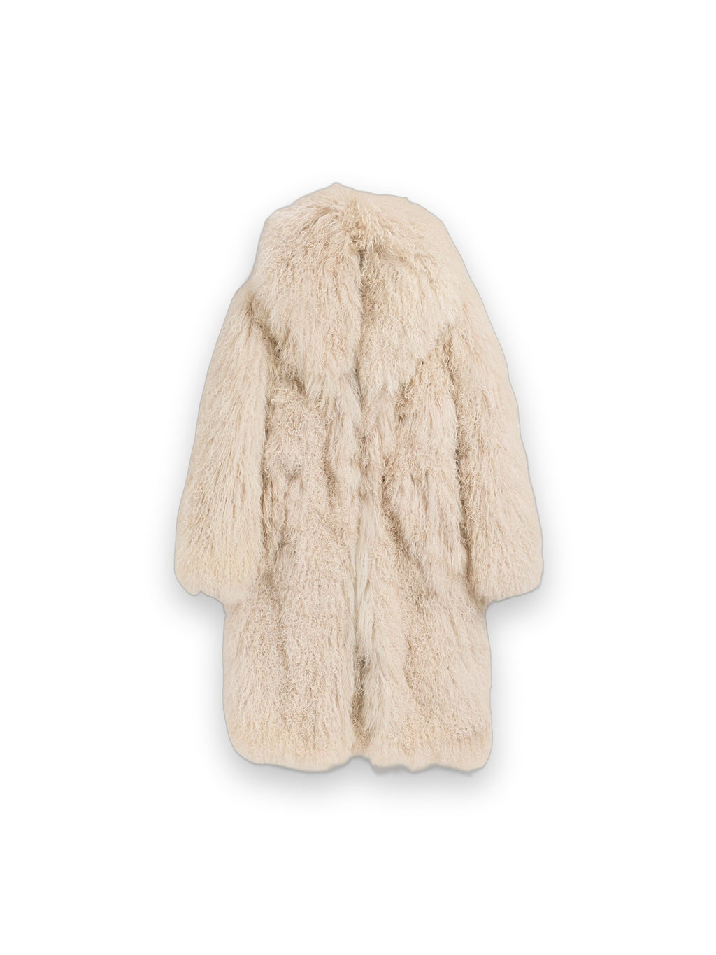 AMI PARIS LONG WHITE LAMB SHEARLING COAT