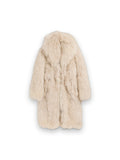 AMI PARIS LONG WHITE LAMB SHEARLING COAT