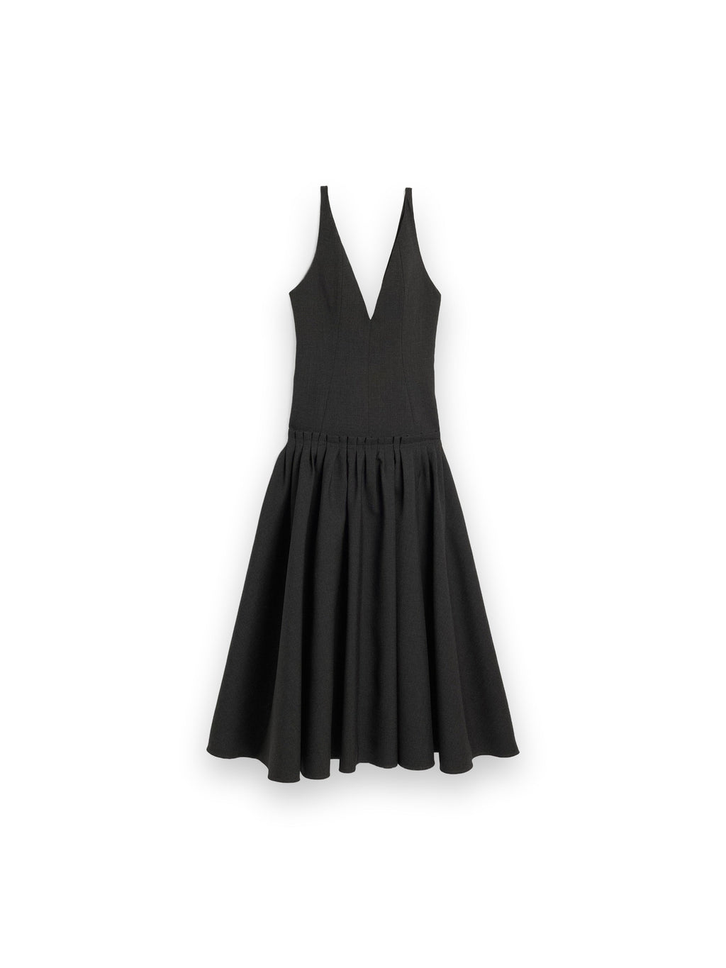 AMI PARIS MAXI GREY LOW WAISTED WOOL DRESS