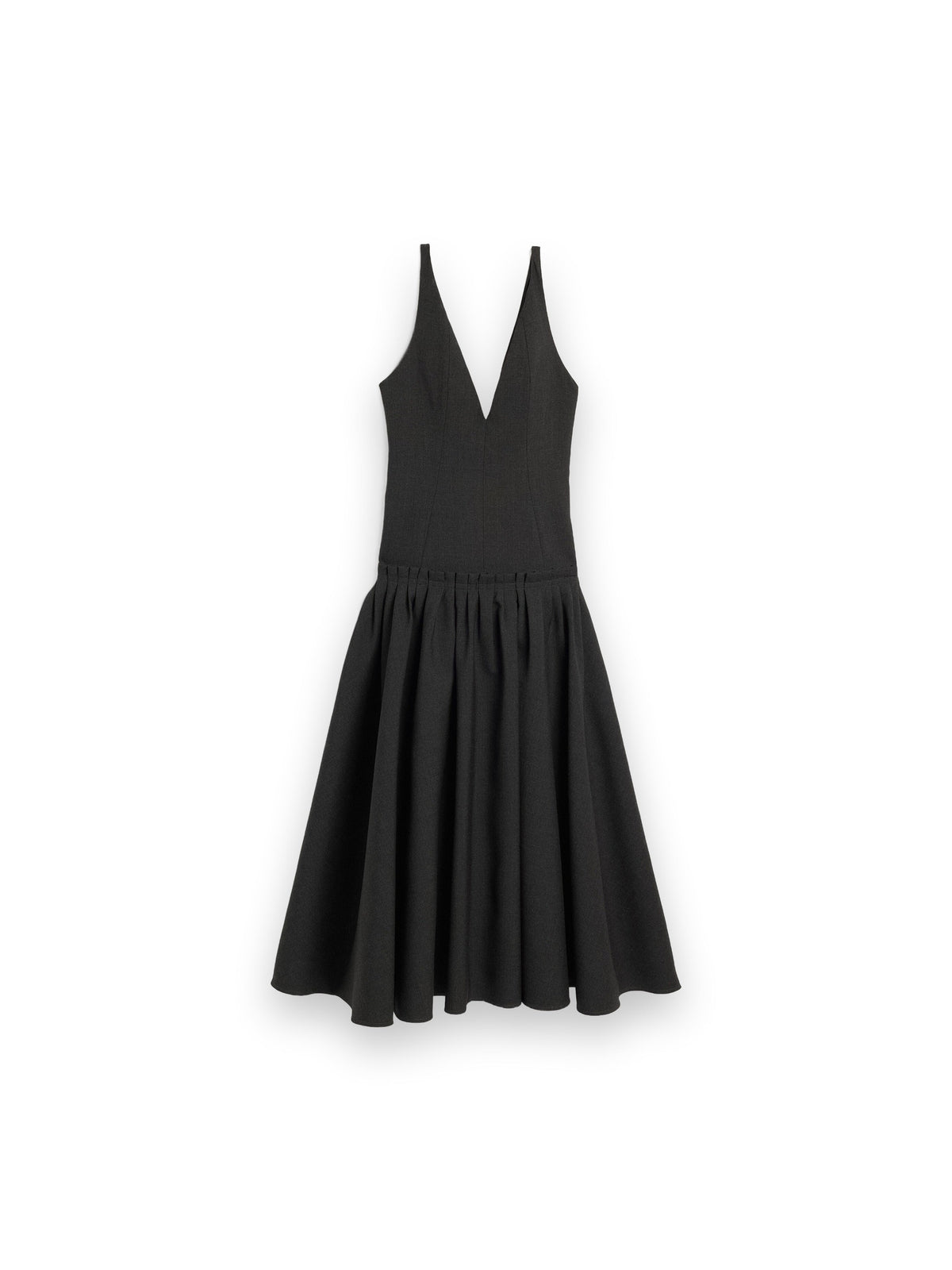 AMI PARIS MAXI GREY LOW WAISTED WOOL DRESS