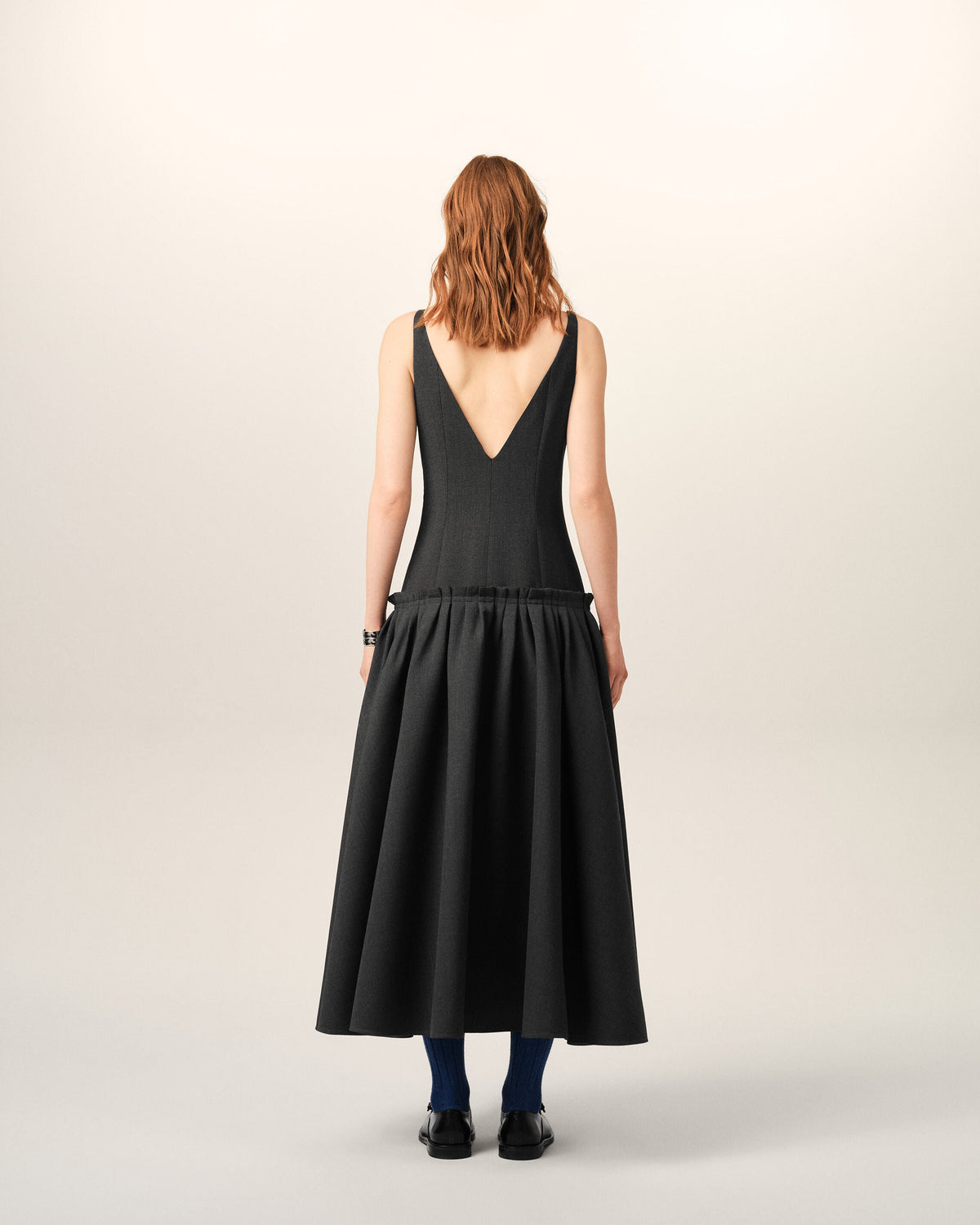 AMI PARIS MAXI GREY LOW WAISTED WOOL DRESS — vista 5
