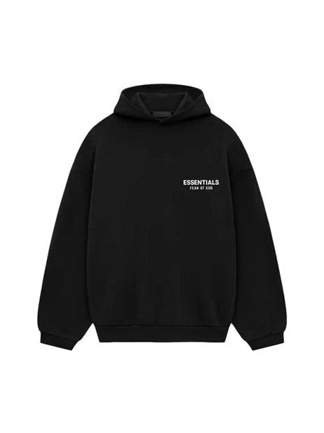 FEAR OF GOD ESSENTIALS BLACK WHITE LOGO HOODIE FW24 CONSIG ESSENTIALS The Hype Company