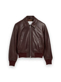 AMI PARIS BURGUNDY LAMB LEATHER ZIPPED JACKET