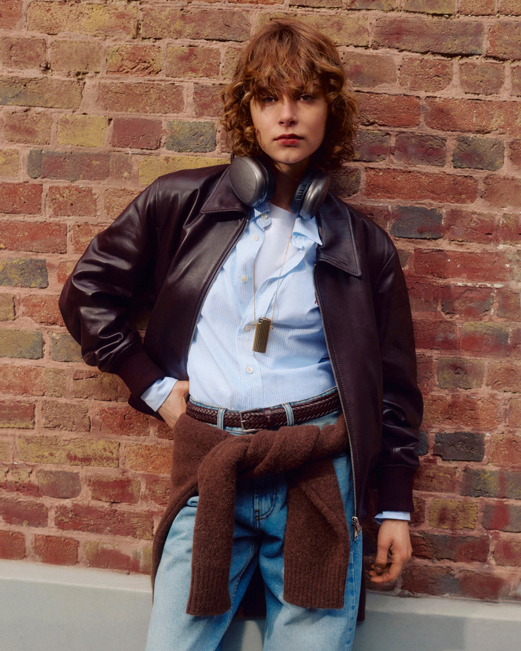 AMI PARIS BURGUNDY LAMB LEATHER ZIPPED JACKET — vista 7