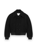 AMI PARIS SHORT BLACK DOUBLE BREASTED WOOL BOMBER