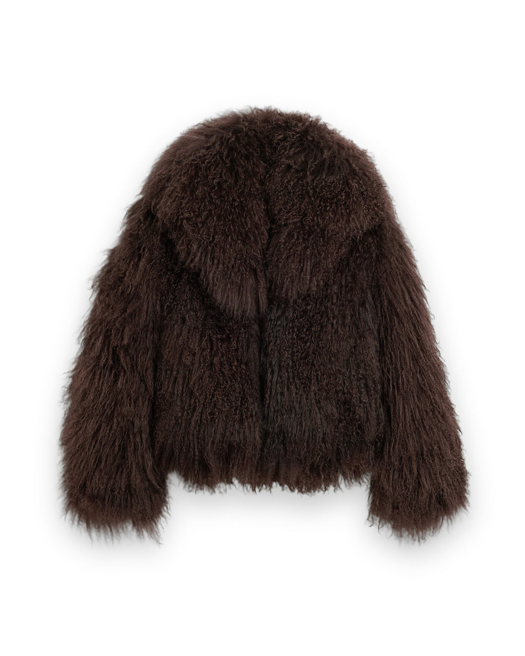 AMI PARIS BROWN LAMB SHEARLING SHORT JACKET