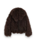 AMI PARIS BROWN LAMB SHEARLING SHORT JACKET