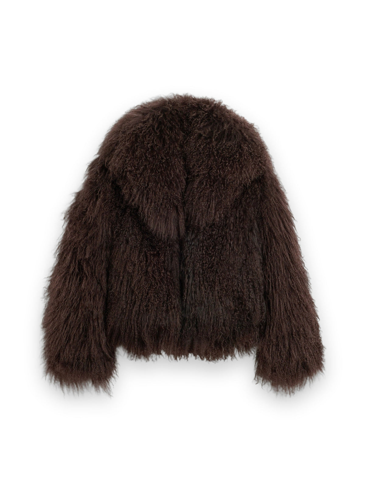 AMI PARIS BROWN LAMB SHEARLING SHORT JACKET