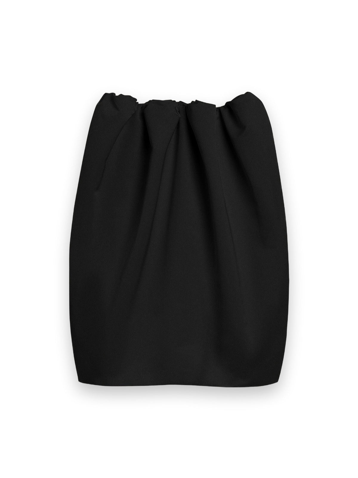 AMI PARIS BLACK MIDI GATHERED SATIN SKIRT