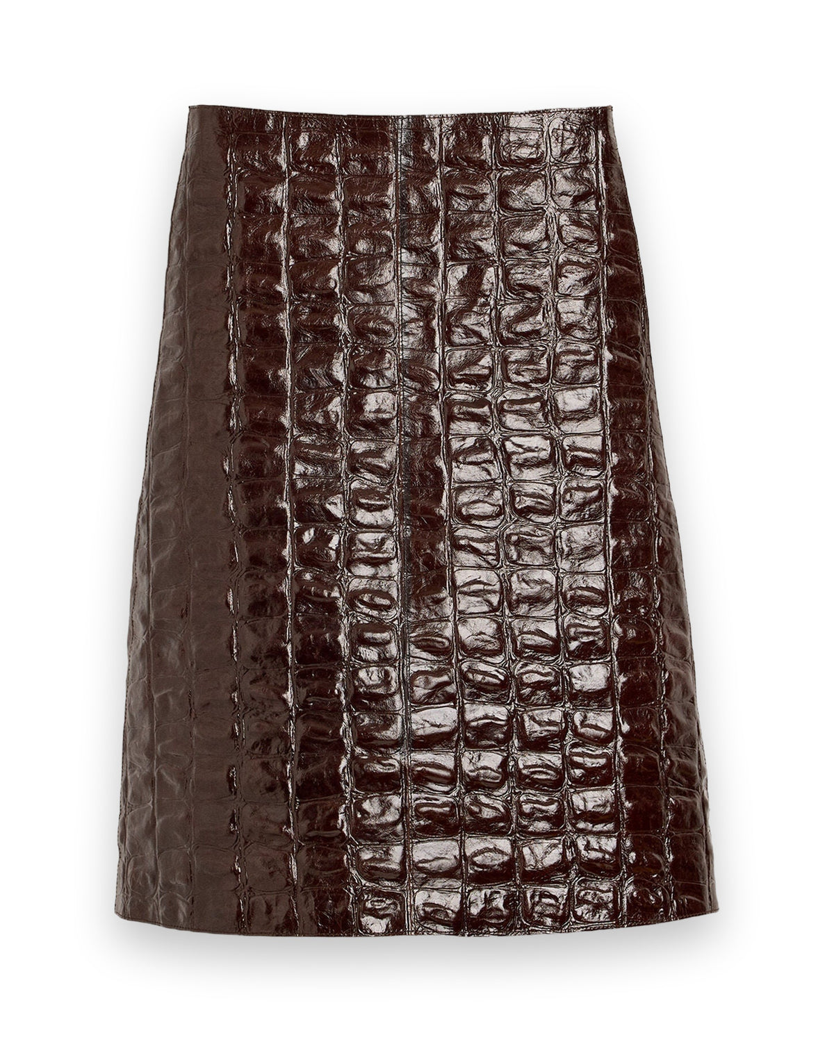 AMI PARIS BURGUNDY MIDI COWHIDE LEATHER SKIRT
