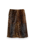 AMI PARIS LEOPARD PRINT MIDI GOAT LEATHER SKIRT