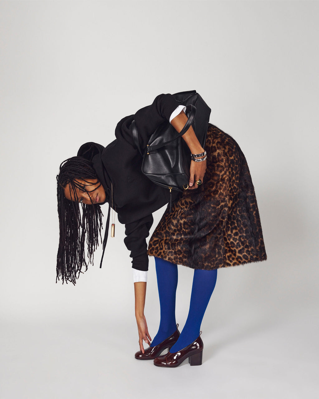 AMI PARIS LEOPARD PRINT MIDI GOAT LEATHER SKIRT — vista 7