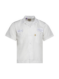 GALLERY DEPT ANTIQUE WHITE MECHANIC EMBROIDERED PATCH SLEEVE BUTTON UP SHIRT