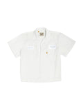 GALLERY DEPT ANTIQUE WHITE MECHANIC EMBROIDERED PATCH SLEEVE BUTTON UP SHIRT