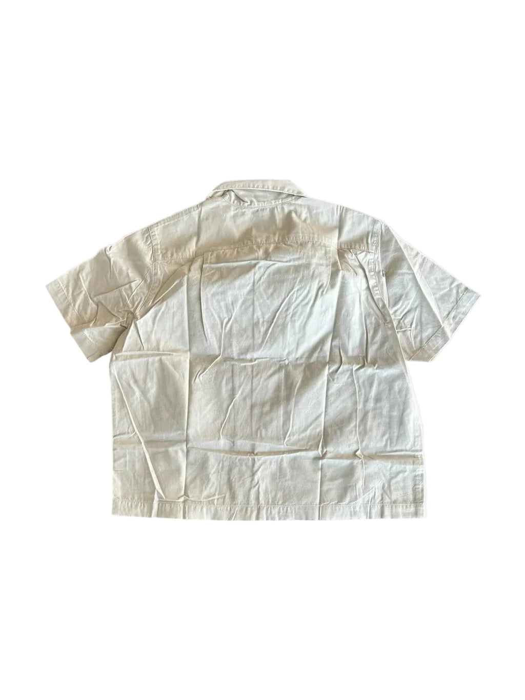 GALLERY DEPT ANTIQUE WHITE MECHANIC EMBROIDERED PATCH SLEEVE BUTTON UP SHIRT
