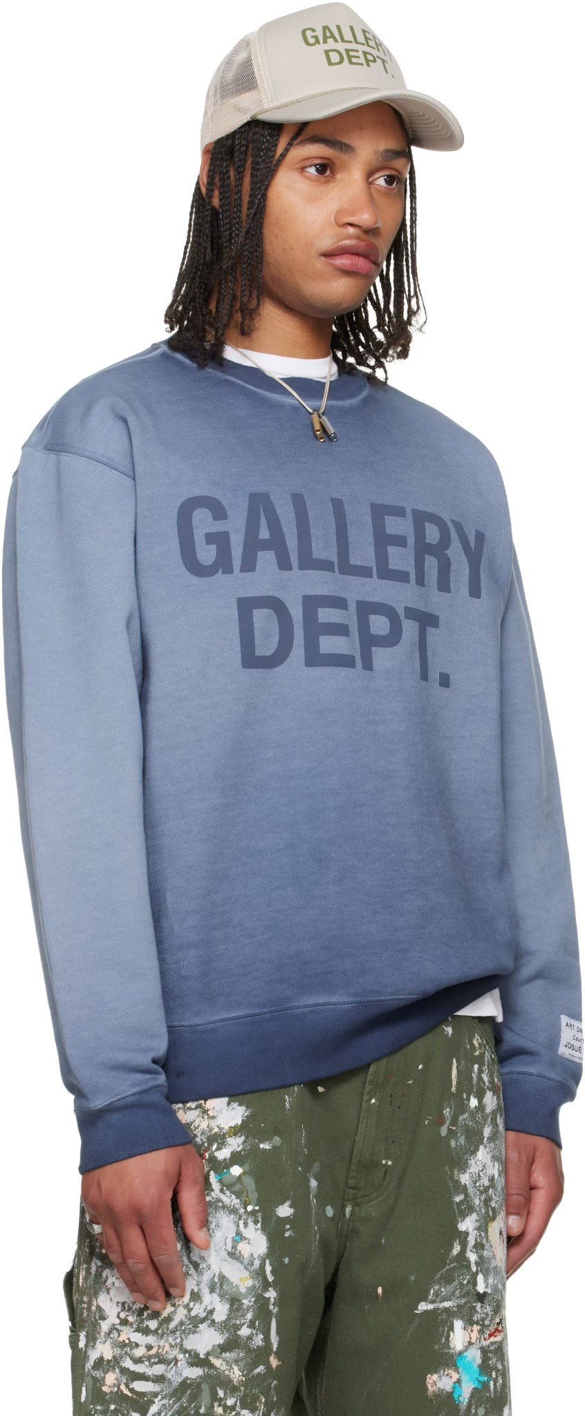 GALLERY DEPT BLUE BASIC CREWNECK EMBROIDERED