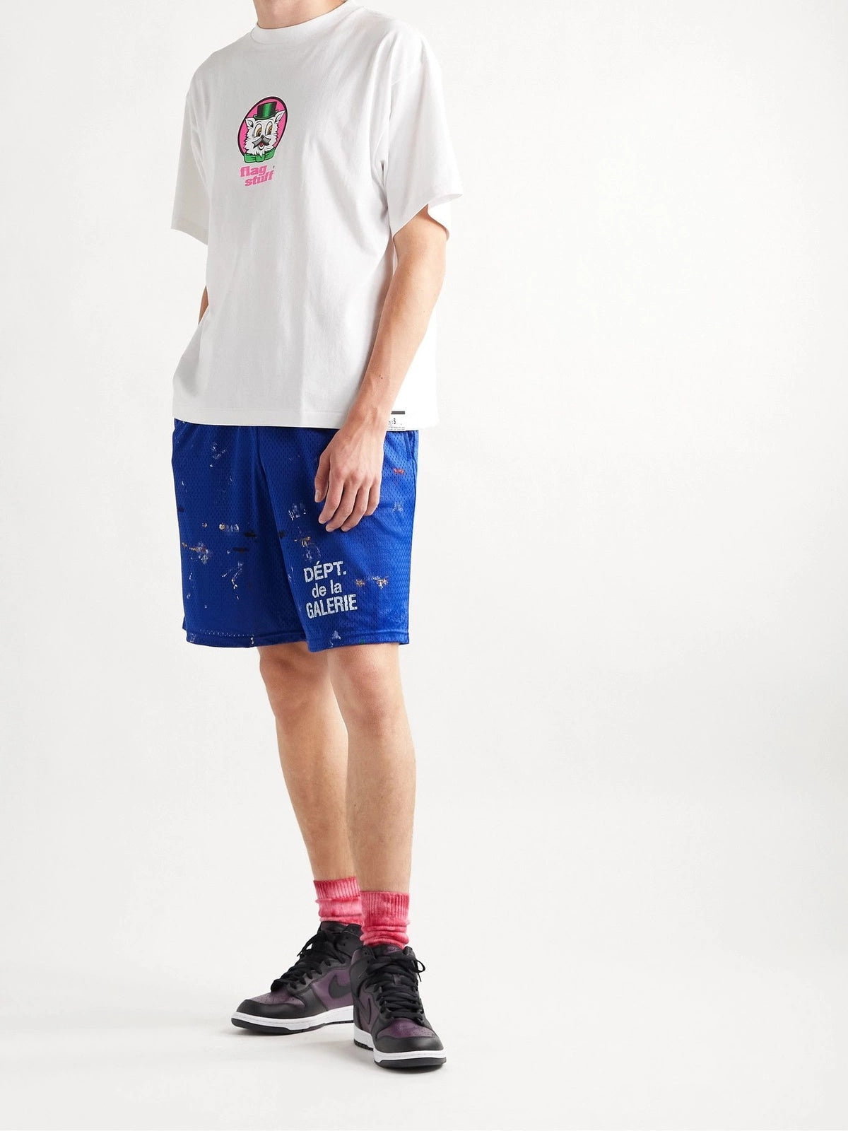 GALLERY DEPT BLUE MESH PAINTED SHORTS