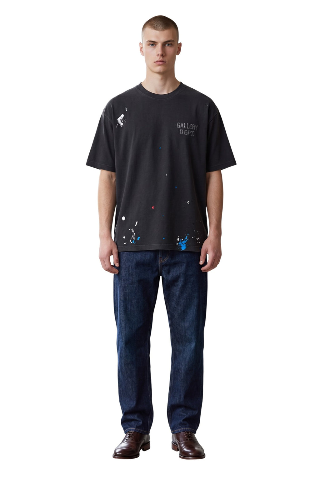 GALLERY DEPT. WASHED BLACK PAINT SPLATTERED T-SHIRT