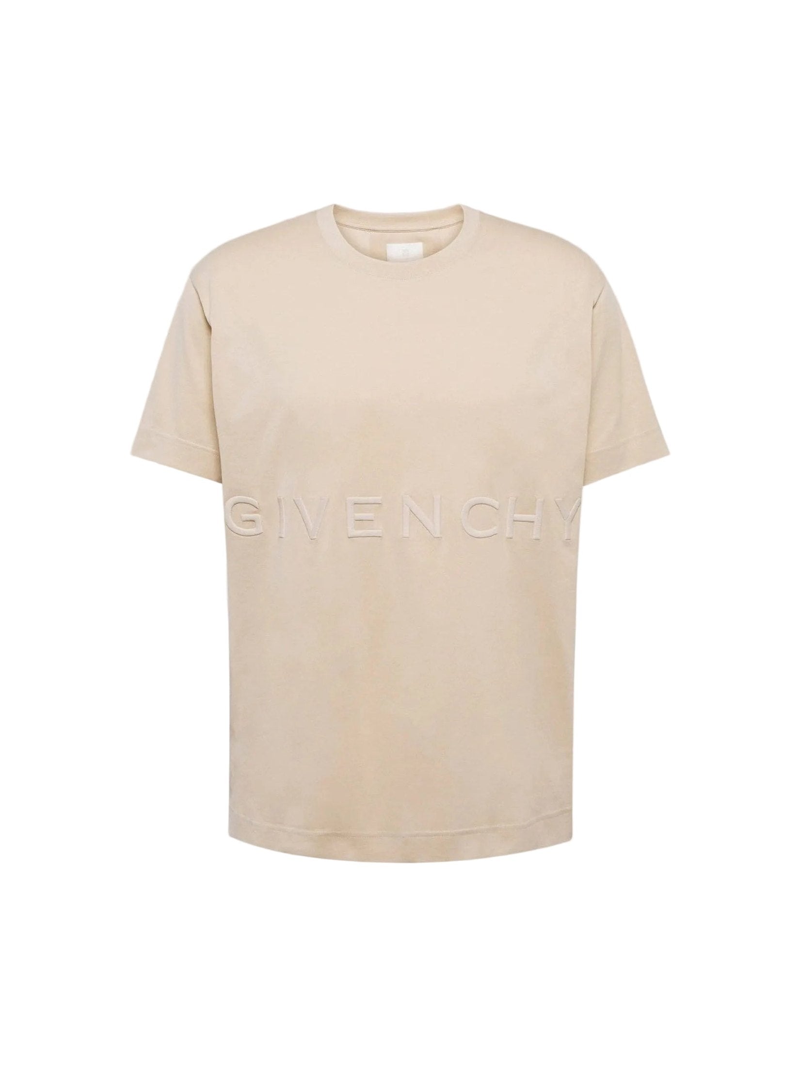 GIVENCHY 4G EMBROIDERED LOGO BEIGE TEE
