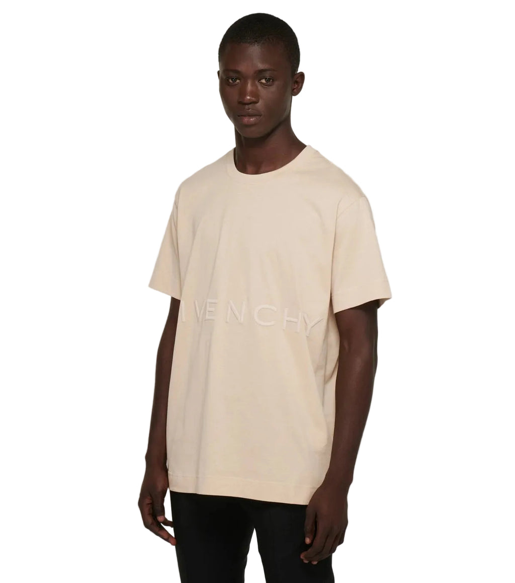 GIVENCHY 4G EMBROIDERED LOGO BEIGE TEE