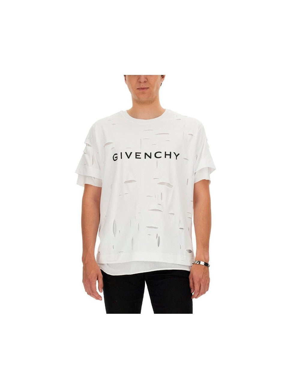 GIVENCHY CUTTED OUT LOGO WHITE TEE GIVENCHY The Hype Company