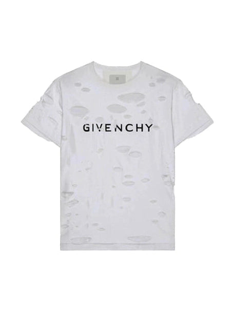 GIVENCHY CUTTED OUT LOGO WHITE TEE GIVENCHY The Hype Company