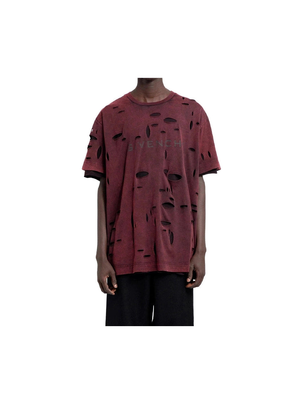 GIVENCHY CUTTED OUT LOGO WINE T SHIRT GIVENCHY The Hype Company