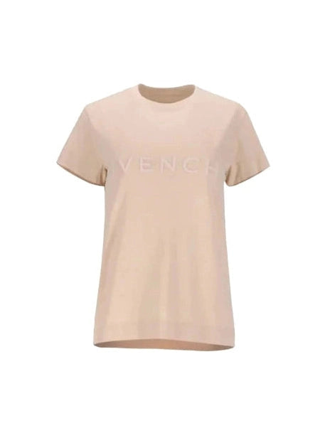 GIVENCHY EMBROIDERED LOGO BEIGE TEE GIVENCHY The Hype Company