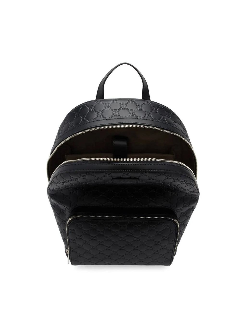 GUCCI GG EMBOSSED LEATHER MONOGRAM BACKPACK BLACK