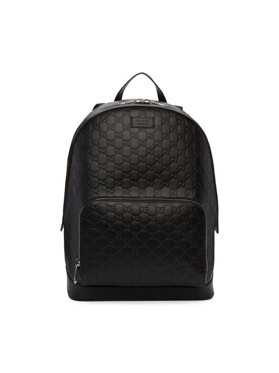 GUCCI GG EMBOSSED LEATHER MONOGRAM BACKPACK BLACK