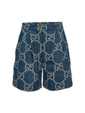 GUCCI MONOGRAM GG BLUE DENIM SHORTS GUCCI The Hype Company