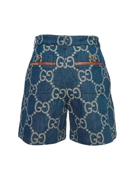 GUCCI MONOGRAM GG BLUE DENIM SHORTS GUCCI The Hype Company