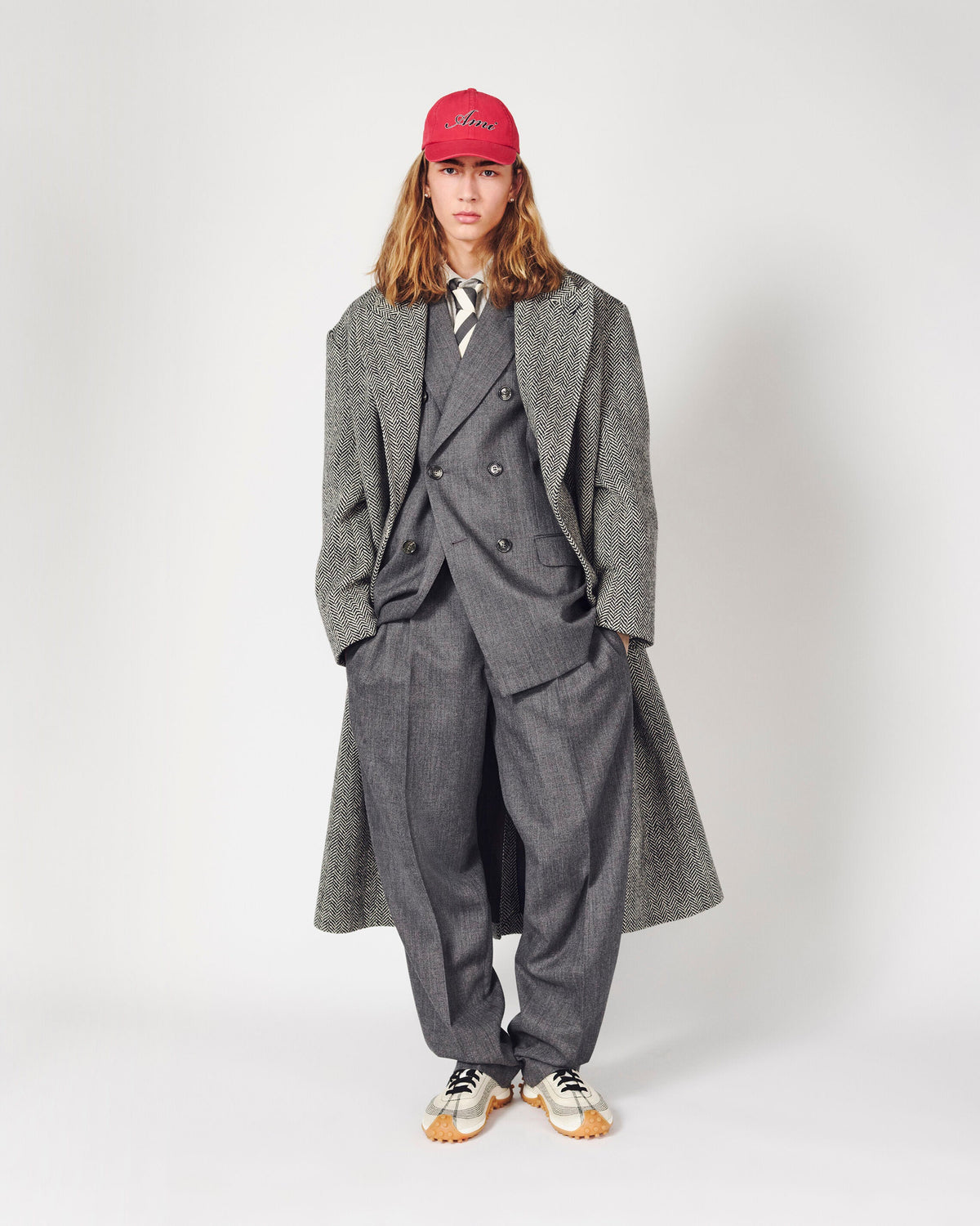 AMI PARIS GREY DOUBLE BREASTED WOOL BLAZER — vista 7