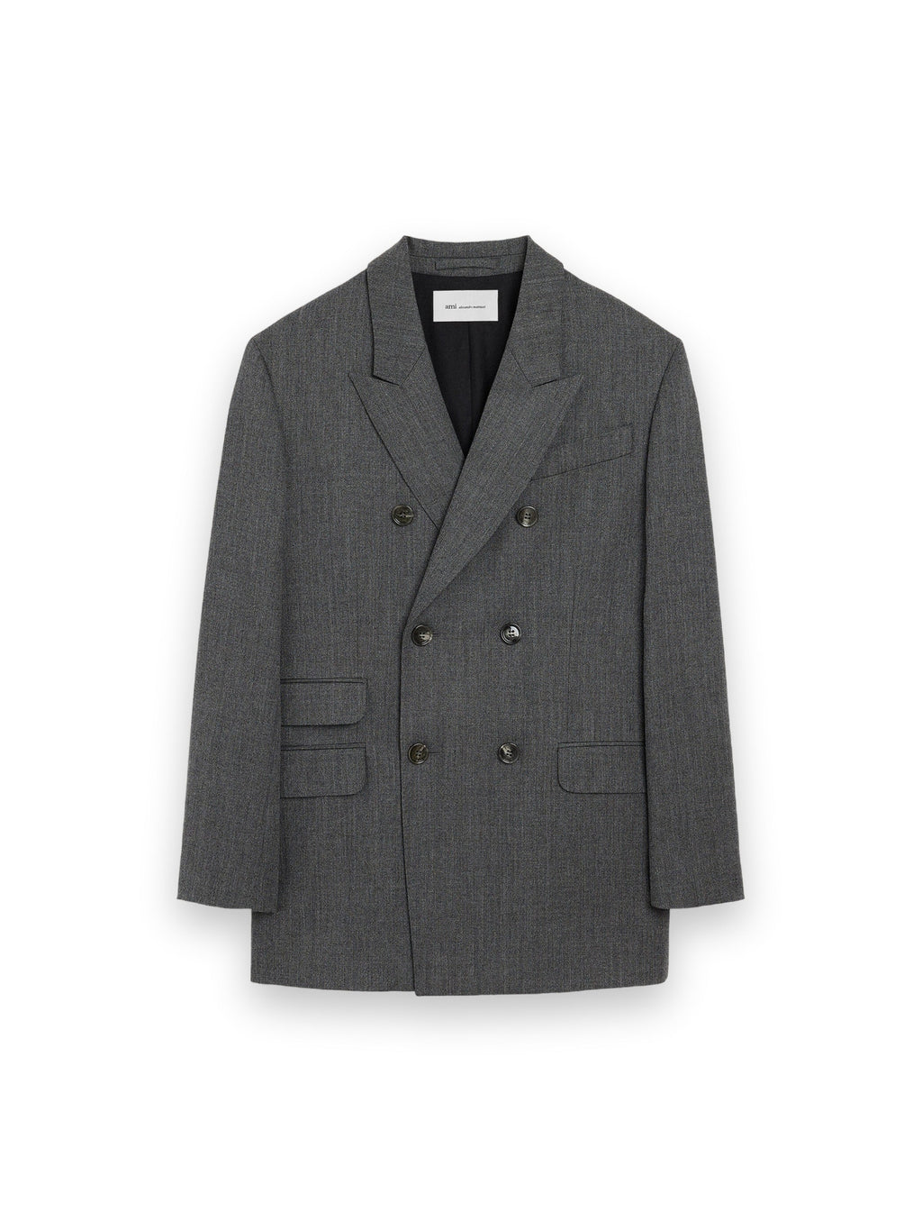 AMI PARIS GREY DOUBLE BREASTED WOOL BLAZER