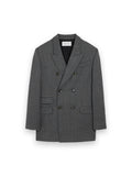 AMI PARIS GREY DOUBLE BREASTED WOOL BLAZER