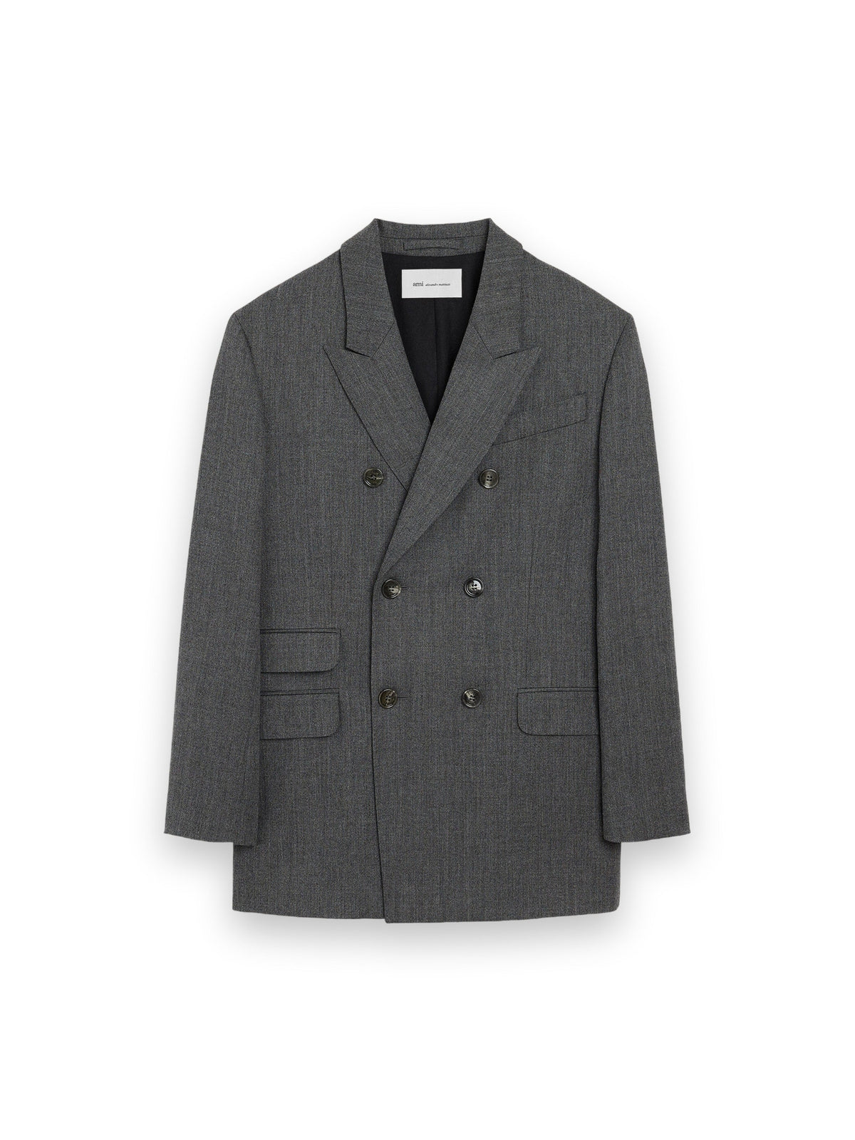 AMI PARIS GREY DOUBLE BREASTED WOOL BLAZER