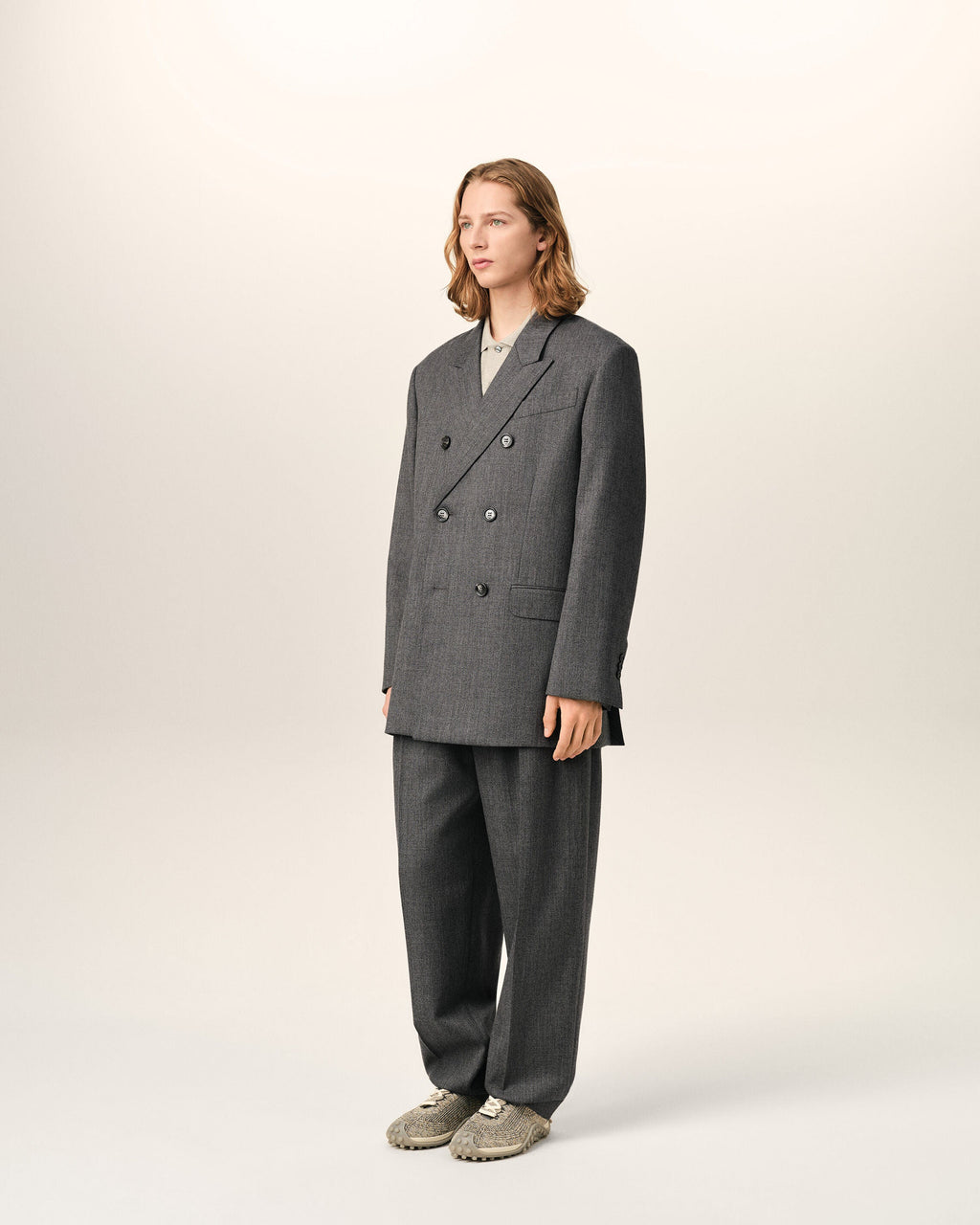 AMI PARIS GREY DOUBLE BREASTED WOOL BLAZER — vista 6