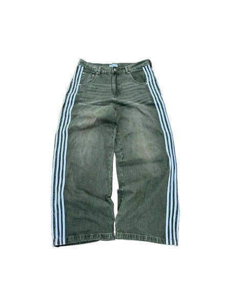 HCW TRACK JEANS GREEN WHITE HCW The Hype Company