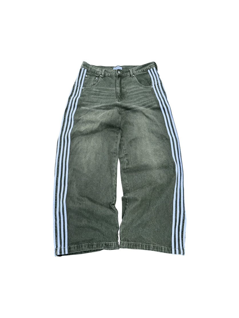 HCW TRACK JEANS GREEN WHITE