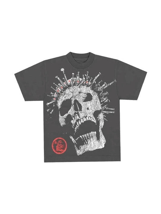 HELLSTAR CROWNED SKULL RHINESTONES GREY TEE HELLSTAR The Hype Company