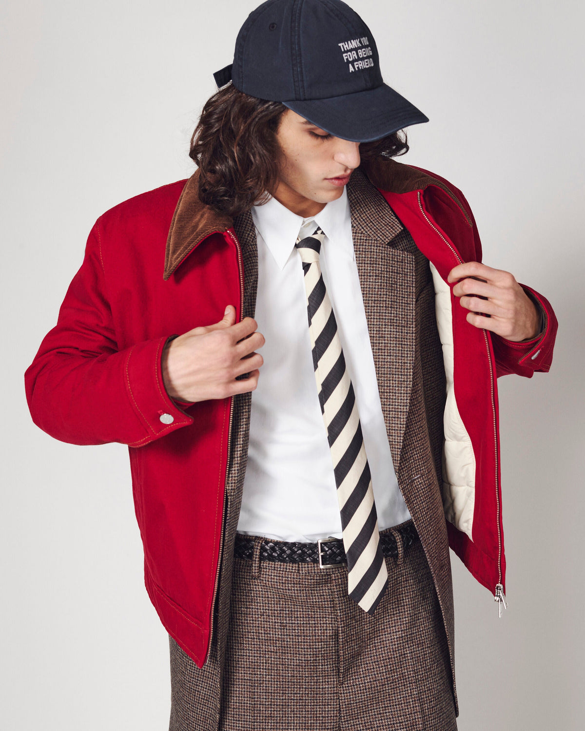 AMI PARIS RED COTTON ZIPPED JACKET WITH AMI DE COEUR — vista 9