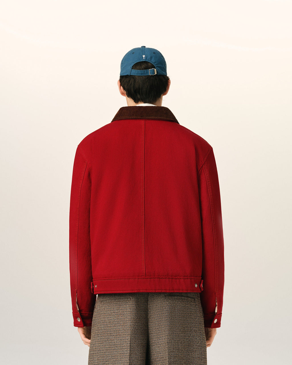AMI PARIS RED COTTON ZIPPED JACKET WITH AMI DE COEUR — vista 4