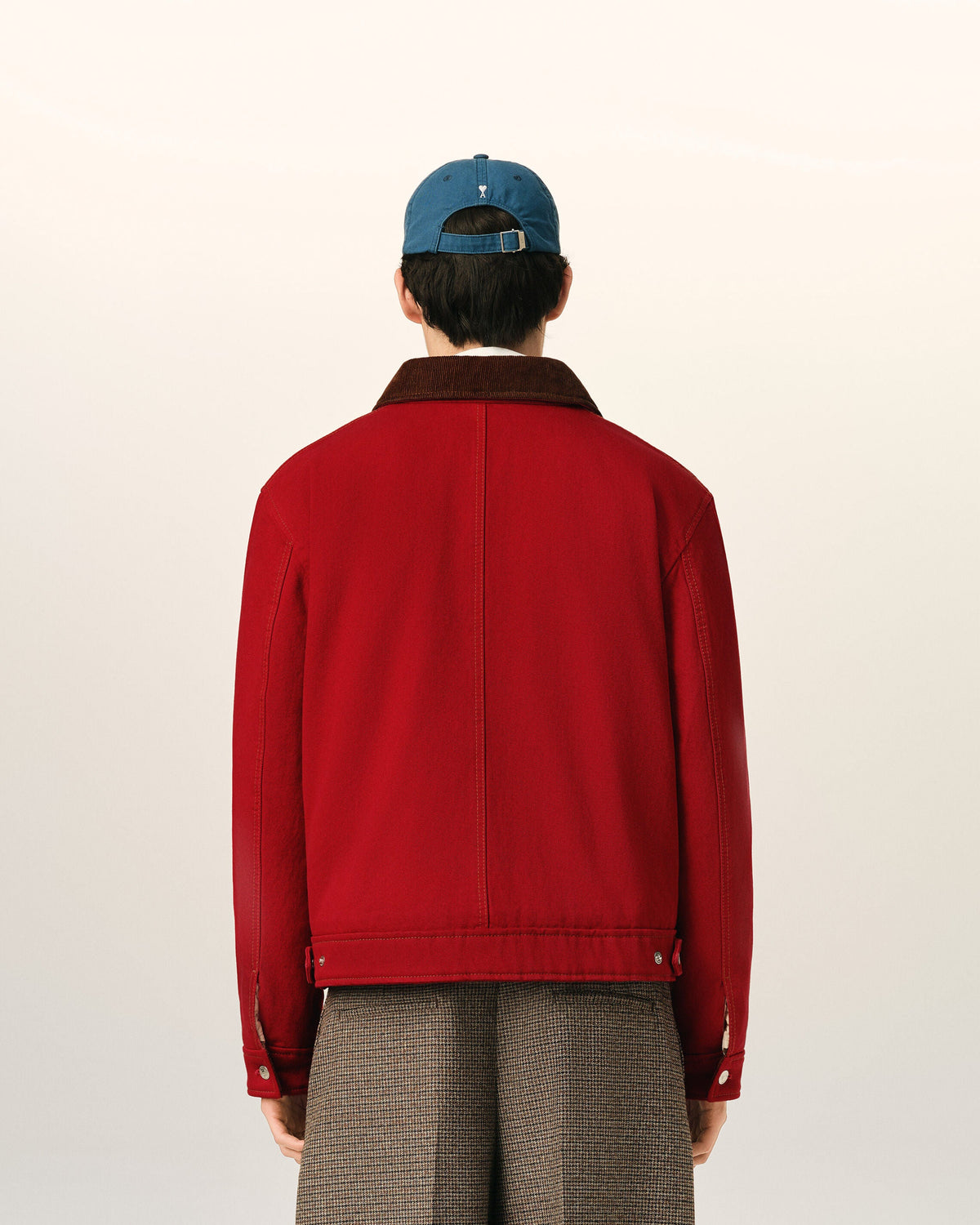 AMI PARIS RED COTTON ZIPPED JACKET WITH AMI DE COEUR — vista 4