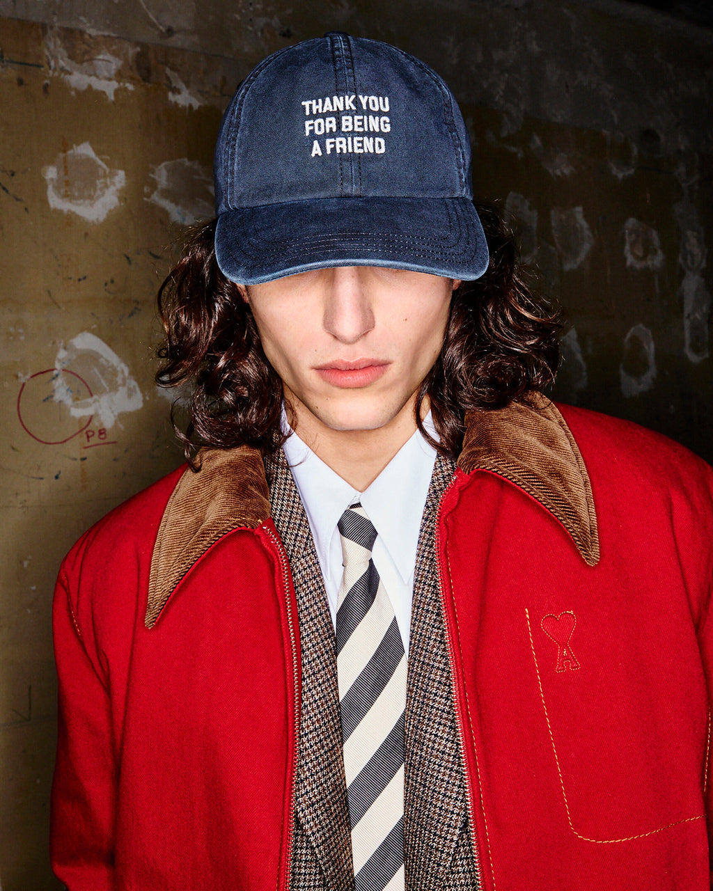 AMI PARIS RED COTTON ZIPPED JACKET WITH AMI DE COEUR — vista 7