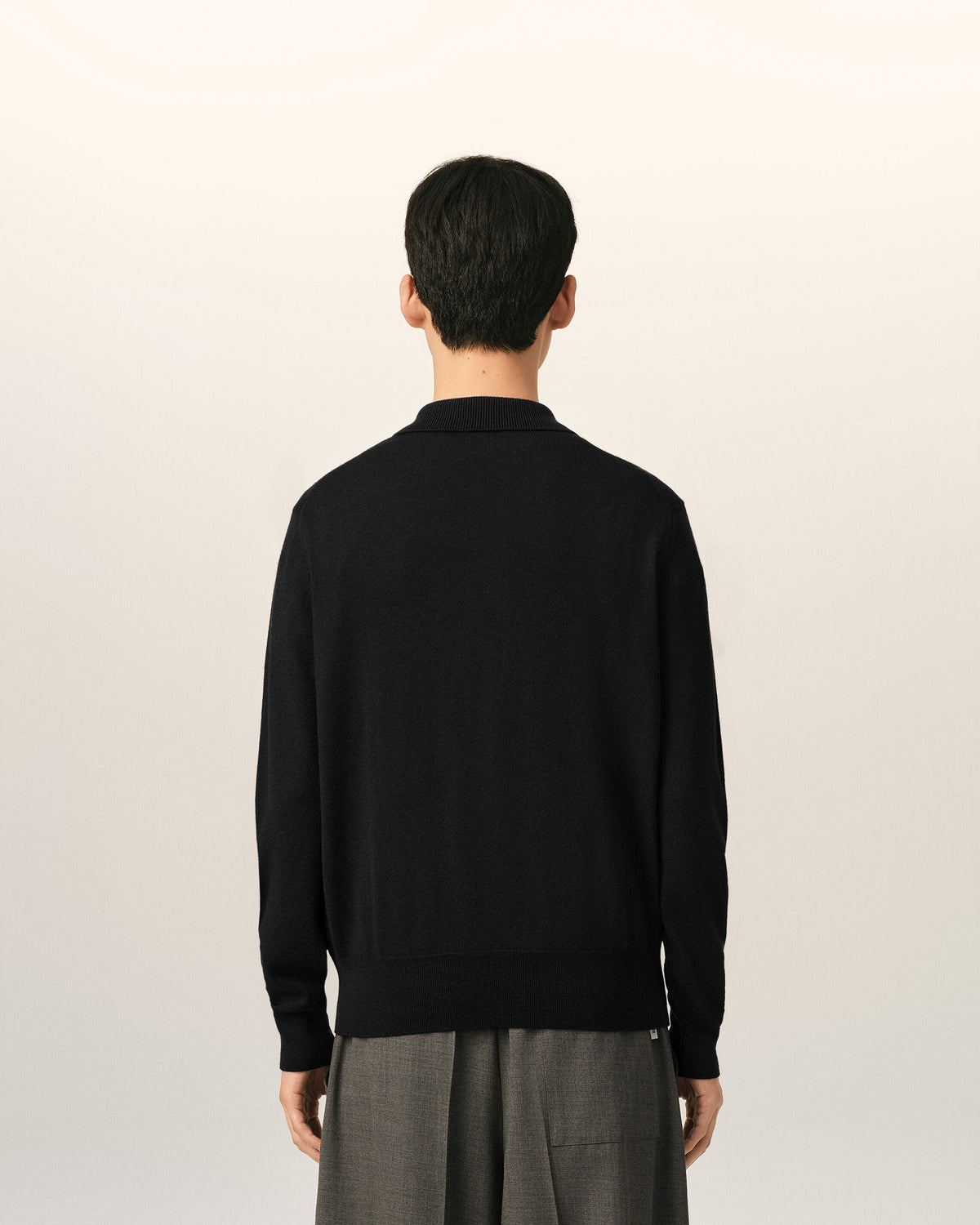 AMI PARIS BLACK WOOL POLO WITH AMI DE COEUR — vista 5